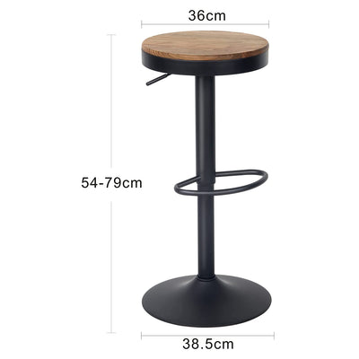 Tabouret de Bar Industriel Réglable - Lot de 2