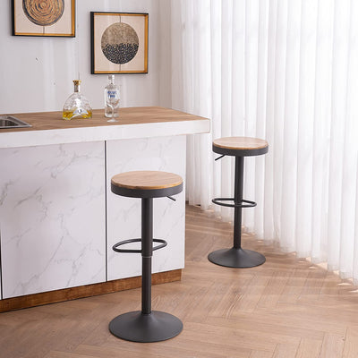 Tabouret de Bar Industriel Réglable - Lot de 2