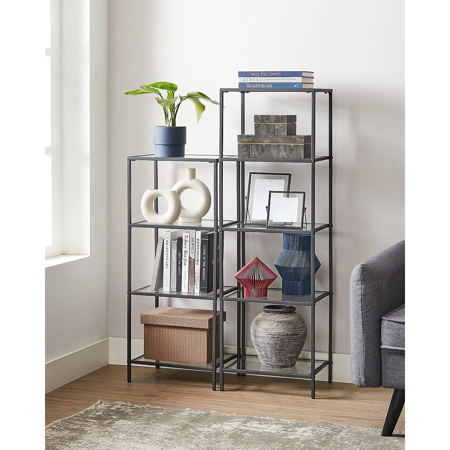 etagere metal et verre