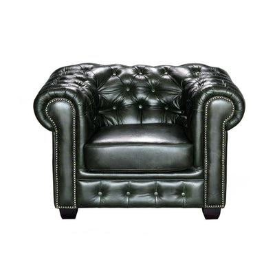 Fauteuil Chesterfield Cuir Vert