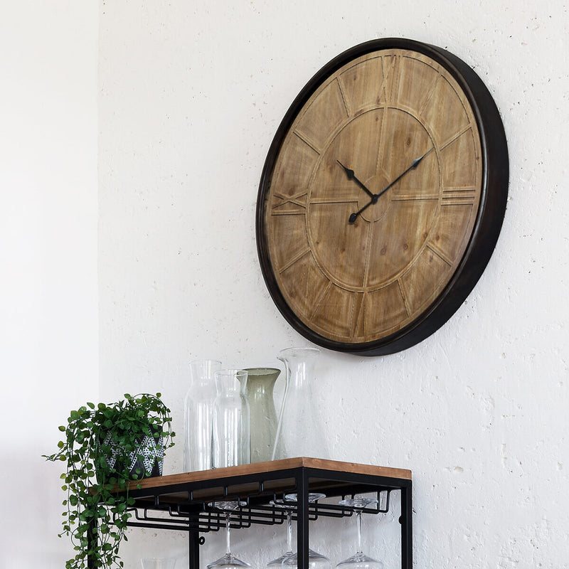 Horloge Industrielle Bois