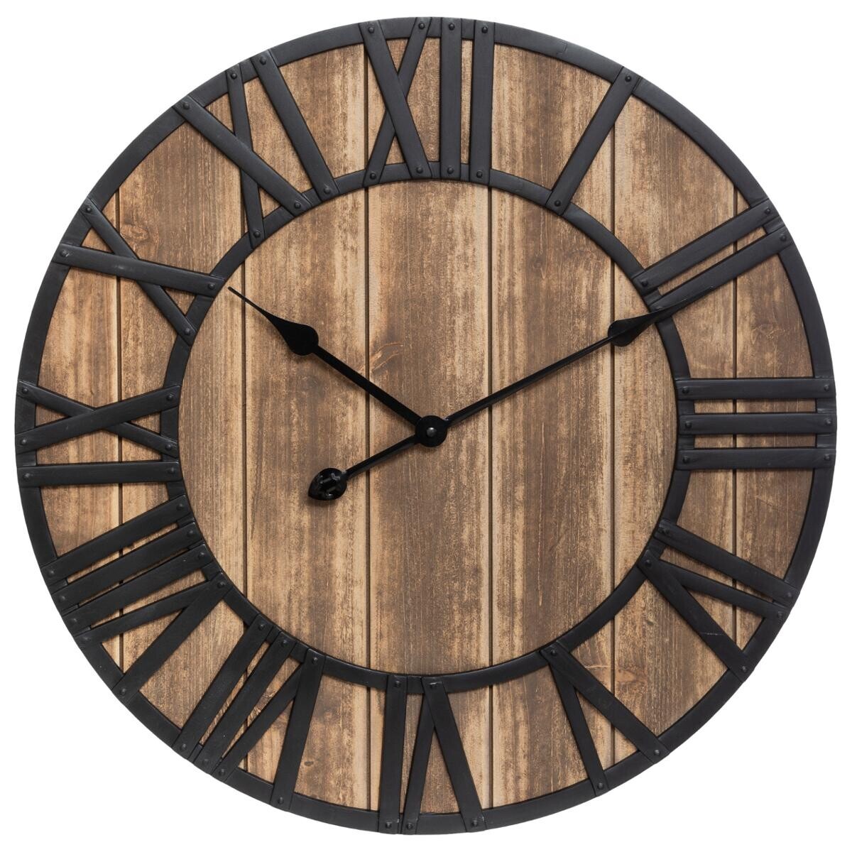 Horloge Industrielle Bois et Métal