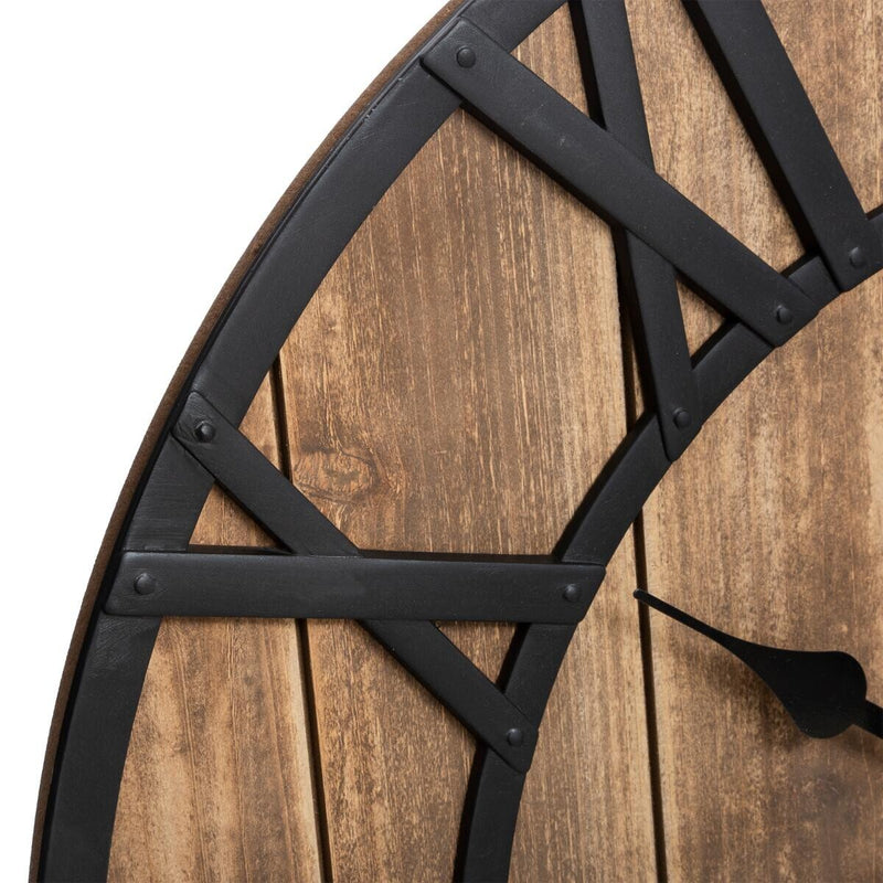 Horloge Industrielle Bois et Métal