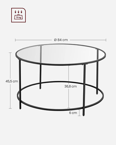 Table Basse Ronde Verre et Métal