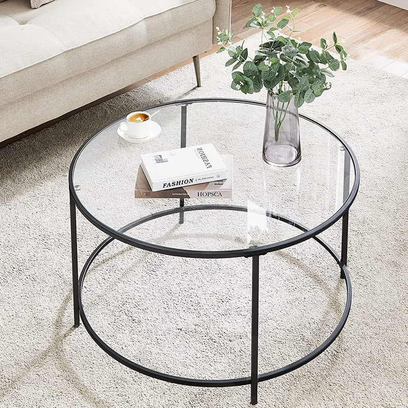 Table Basse Ronde Verre et Metal