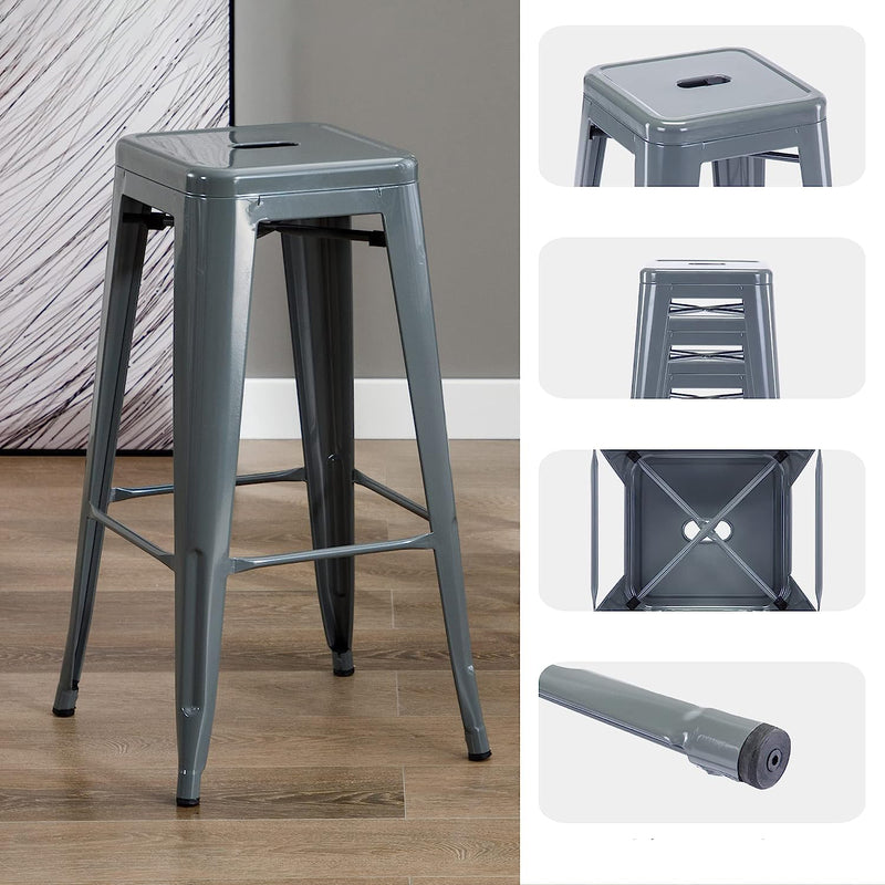 Tabouret de Bar Industriel Gris