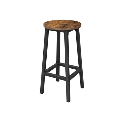 Tabouret de Bar Industriel Métal et Bois - Lot de 2