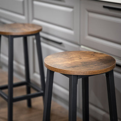 Tabouret de Bar Industriel Métal et Bois - Lot de 2