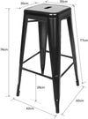 Tabouret de Bar Industriel Noir Mat - Lot