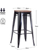 Tabouret de Bar Industriel Noir et Bois