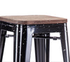 Tabouret de Bar Industriel Noir et Bois