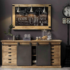 Buffet Industriel Porte Coulissante Manguier 6 tiroirs