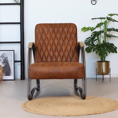 Fauteuil Cuir Cognac Vintage