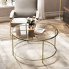 Table Basse Ronde Laiton Verre