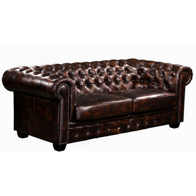 Canapé Chesterfield 3 Places Cuir Marron