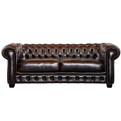 Canapé Chesterfield 3 Places Cuir Marron