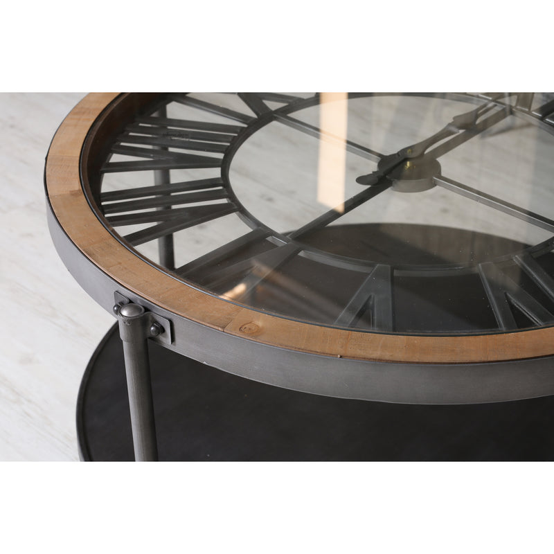 Table Basse Industrielle Horloge