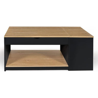 Table Basse Industrielle Relevable Bois et Noir