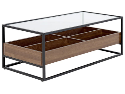 Table Basse Industrielle Bois Metal et Verre