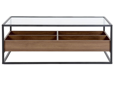 Table Basse Industrielle Bois Metal et Verre
