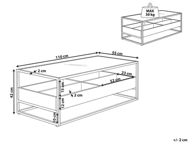 Table Basse Industrielle Bois Metal et Verre